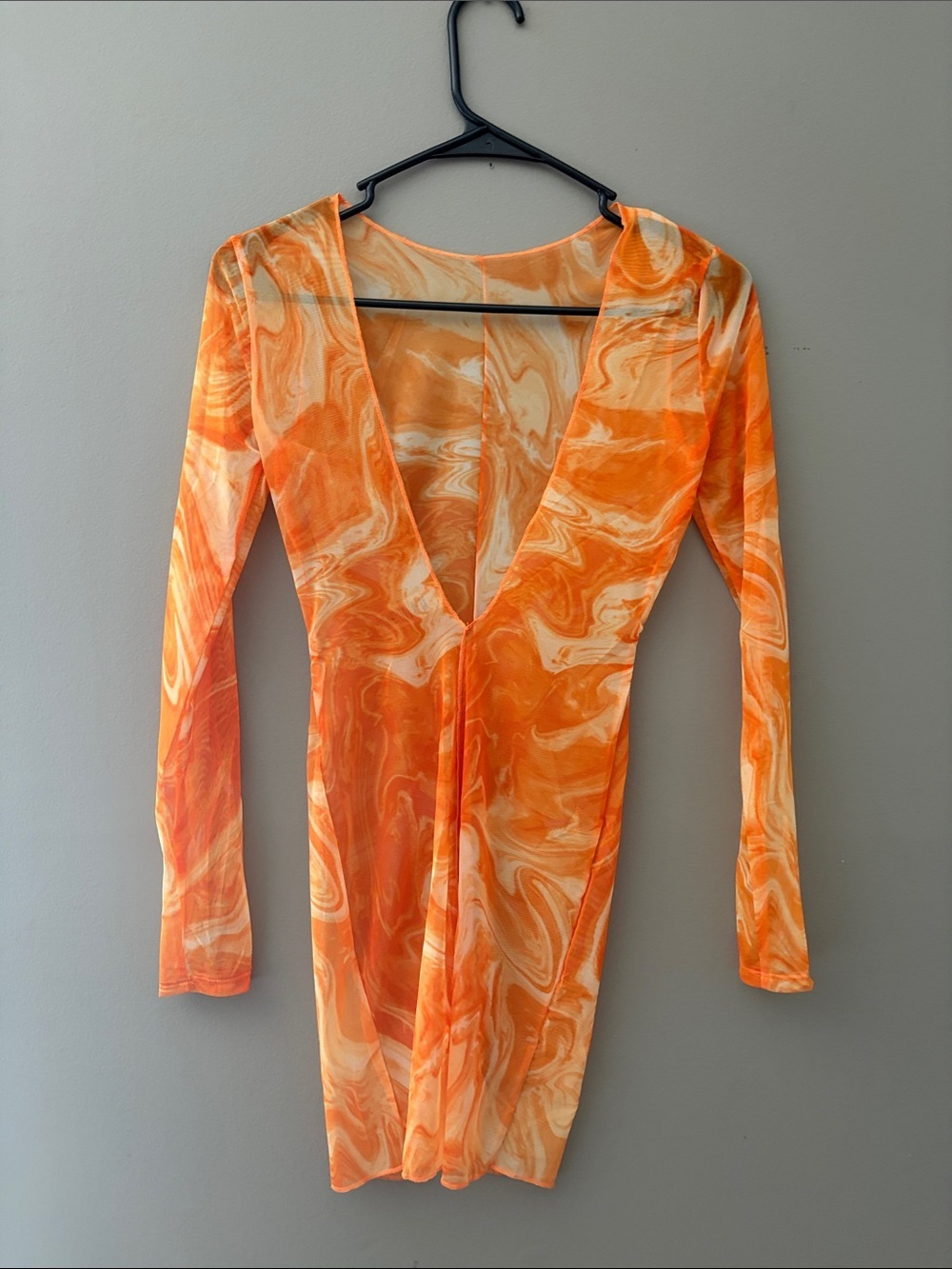 Naked Wardrobe Pool Cover Up Orange Long-Sleeve Midi Size Small - Picture 3 of 5